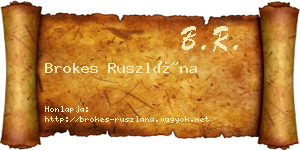 Brokes Ruszlána névjegykártya